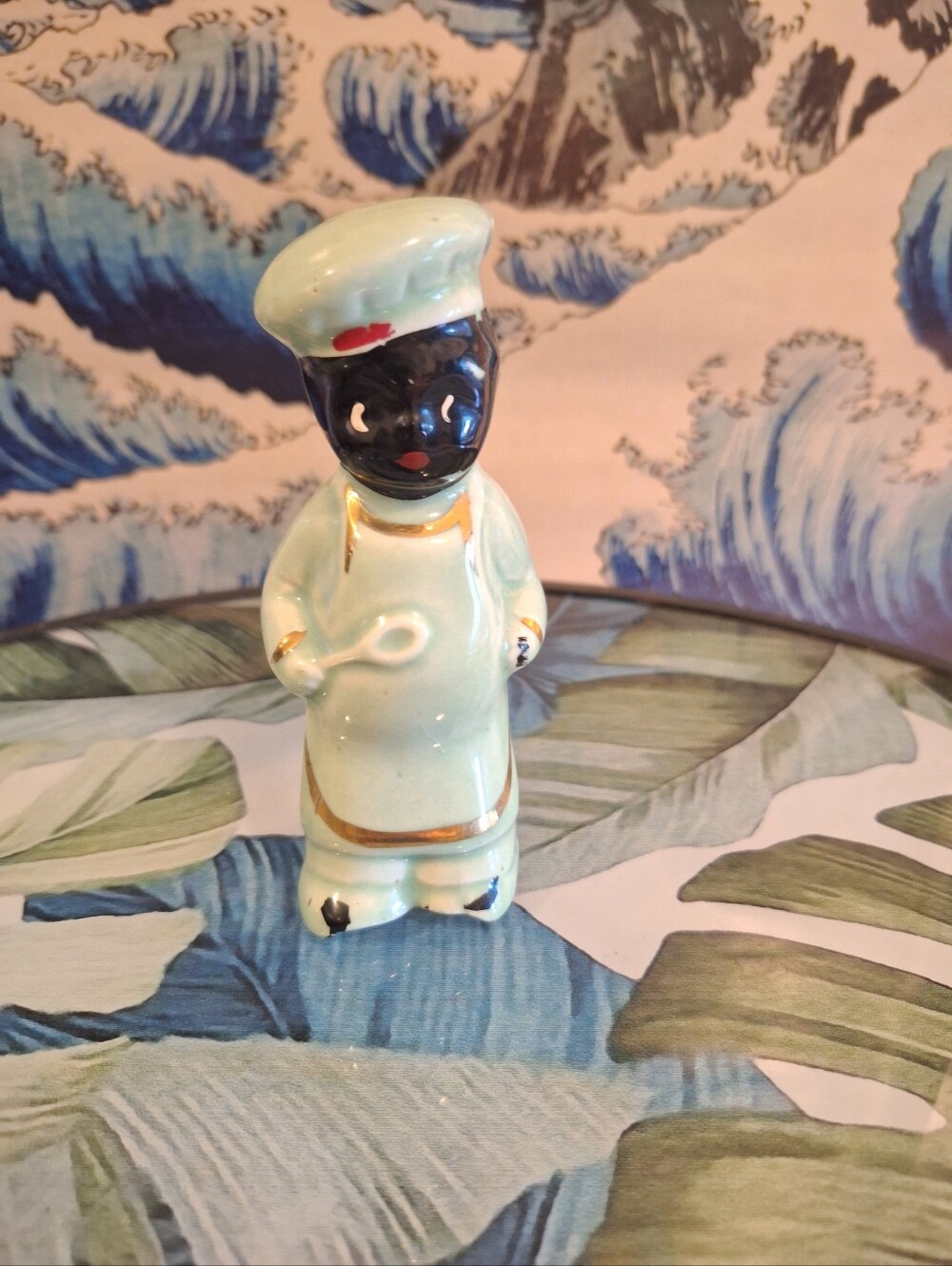 Ceramic Chef Figurine Single Shaker in Mint Green by